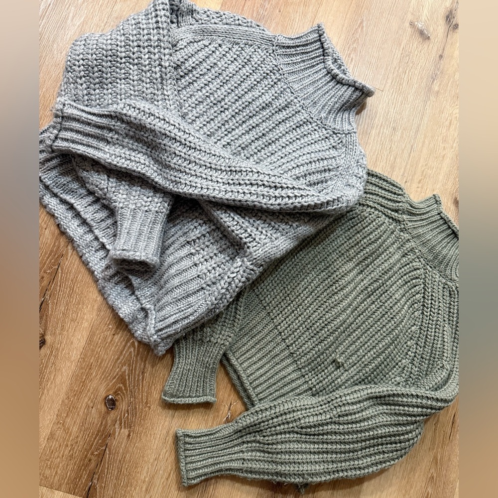 H&M Knit Sweaters in Gray and Olive